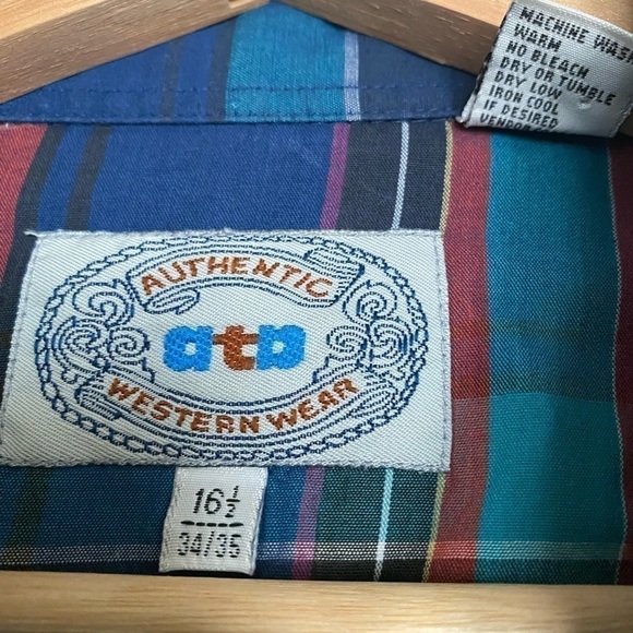 VINTAGE AUTHENTIC WESTERN WEAR PEARL BUTTON DOWN SHIRT SIZE 16.5  34/35 - Picture 3 of 8